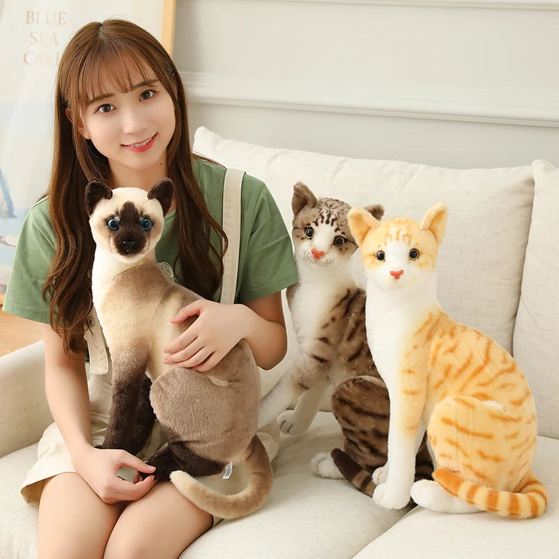 Simulation Pillow American Shorthai &Siamese Cat Plush&Stuffed Lifelike Doll Animal Pet Toys For Children Home Decor Baby Gift
