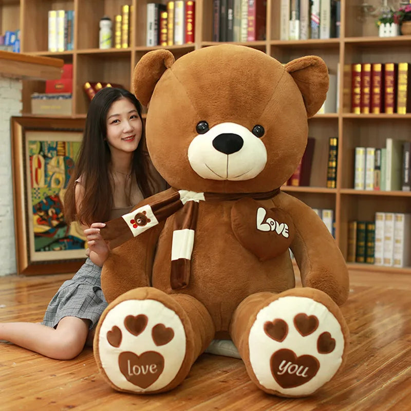 High Quality 80/100CM 4 Colors Teddy Bear With Scarf Stuffed Animals Bear Plush Toys Teddy Bear Doll Lovers Birthday Baby Gift
