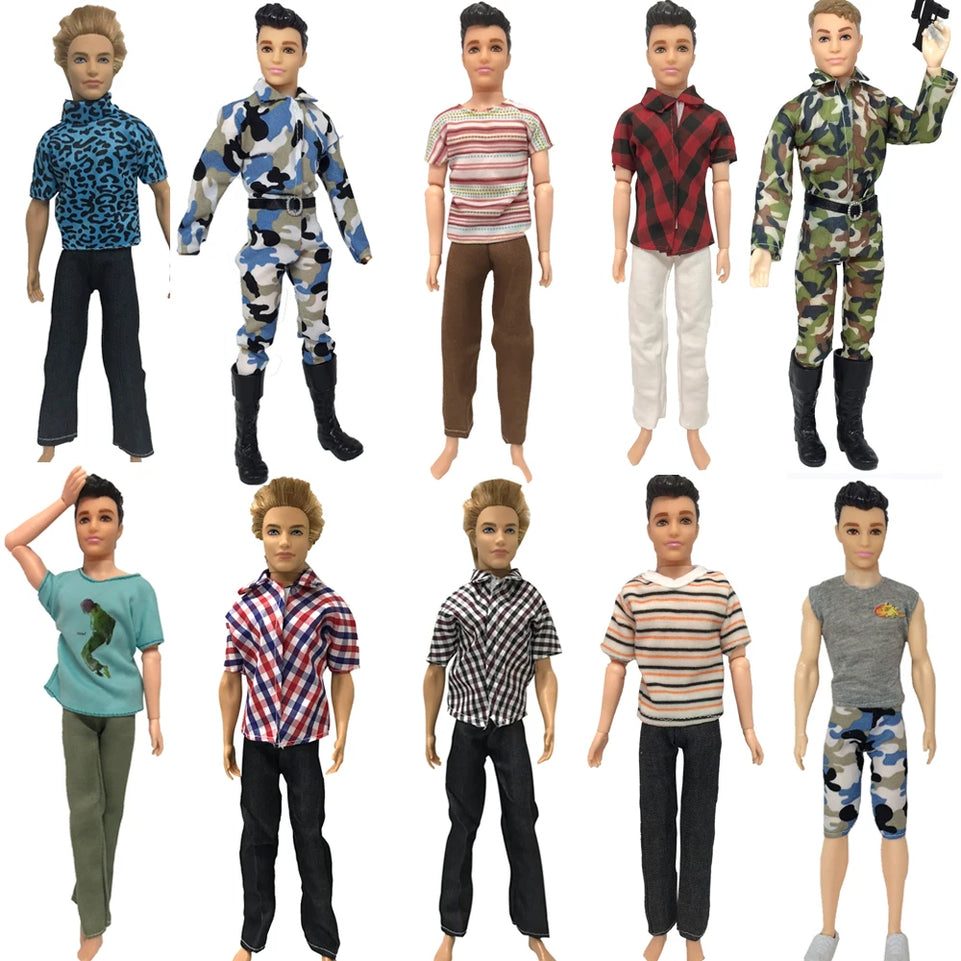 NK Mix Prince Ken Doll Clothes Fashion Suit Cool Outfit For Barbie Boy KEN Doll Accessories Presents Baby  Gift  DIY Toys  JJ