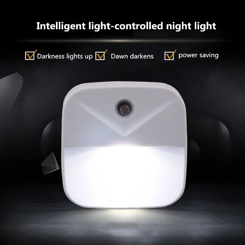 EU US Plug Light Sensor Control Night Light Mini Novelty Square Bedroom lamp For Baby Gift Romantic Lights
