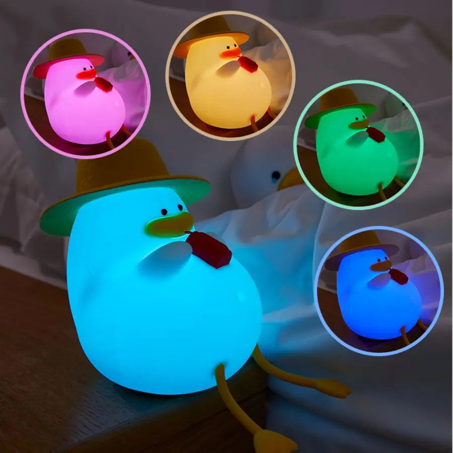 USB Rechargeable Night Light Cat duck Silicone Night Lights Touch Sensor Bedroom Bedside Lamp With Remote For Kids Baby Gift