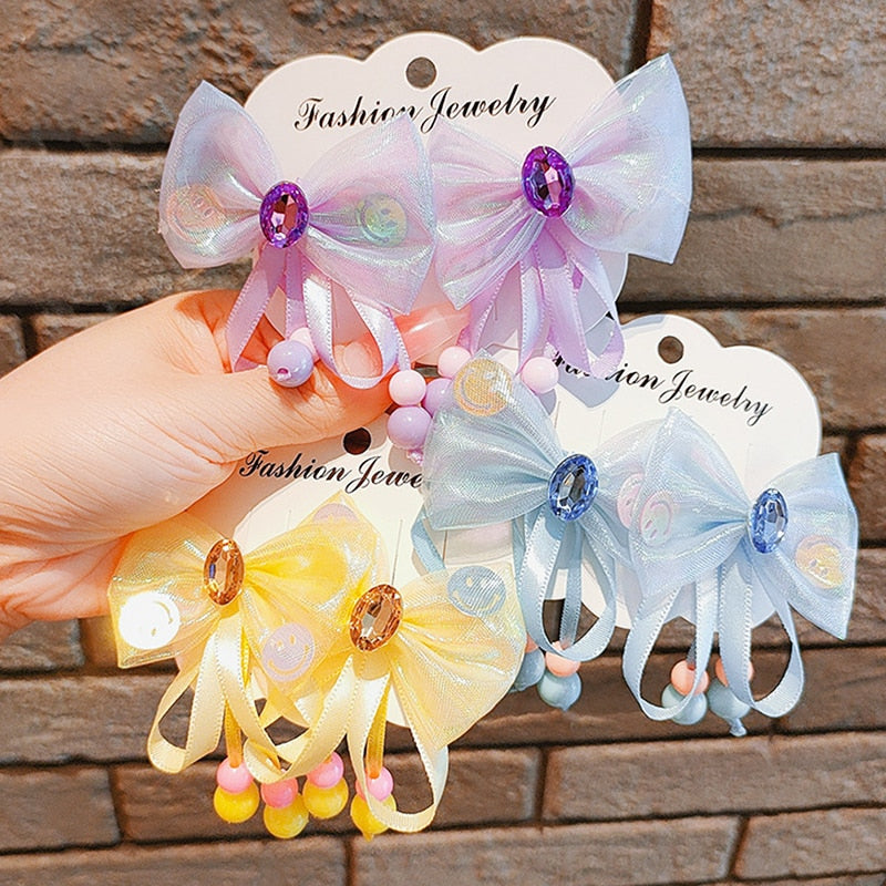 Butterfly Ribbon Hair Clips for Girls No Harm Baby Diamond Hairpins Princess Colorful Small Girl Side Clip Girl Hair Accessoires
